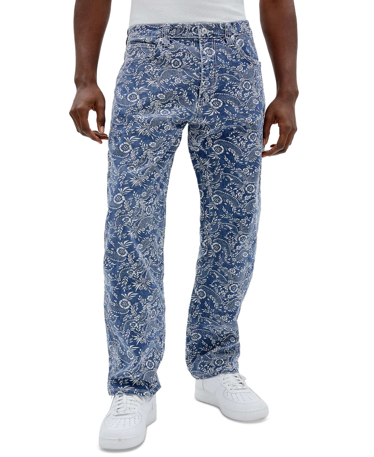 Guess Men's Cadet Relaxed-fit Paisley Bandana-print Carpenter Jeans In ...