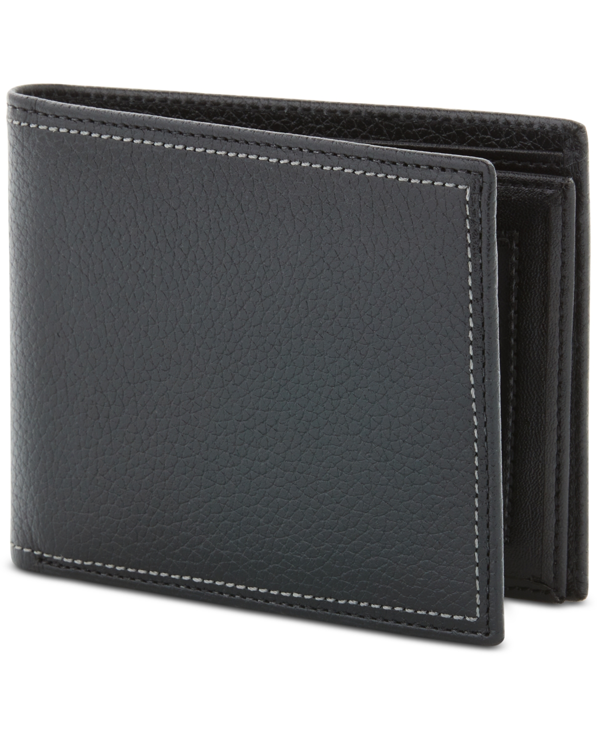 Perry Ellis Portfolio Men's Super Pebble Passcase Wallet In Black
