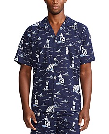 Men's Woven Beach Print Pajama Top