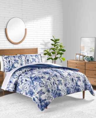 Sunham Blue Blossom 3-Pc Comforter Sets, Created For Macy's