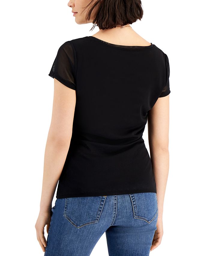 mesh v neck top