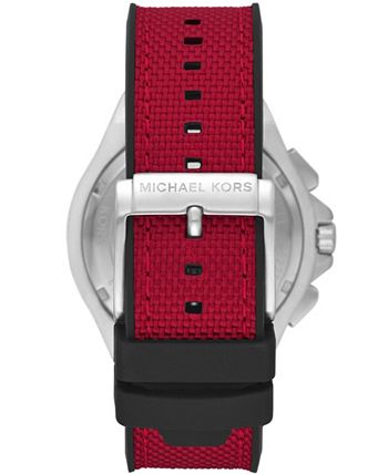 Michael Kors Men's Lennox Chronograph Black and Red Nylon Strap