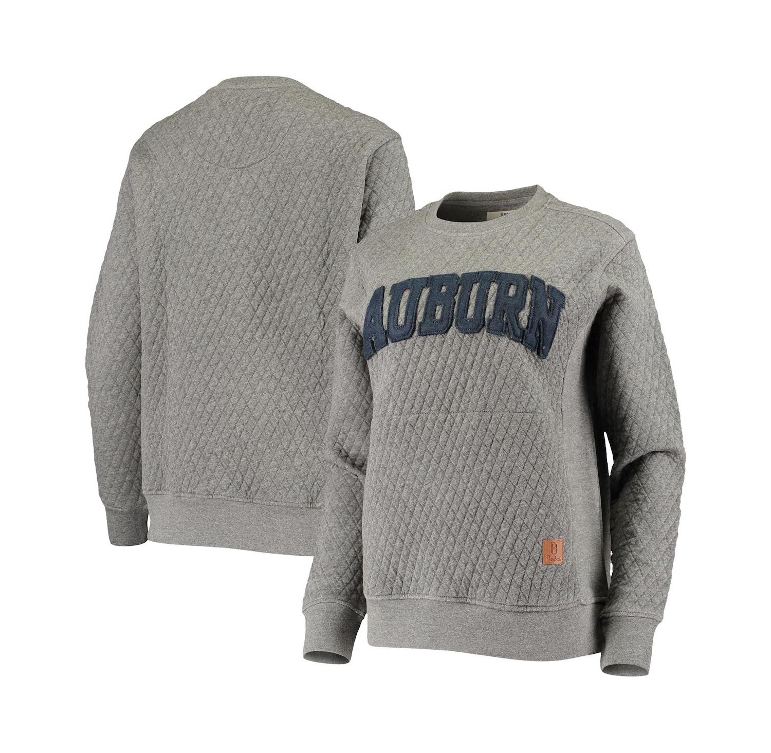 Women's Heathered Gray Auburn Tigers Moose Applique Quilted Pullover Sweatshirt