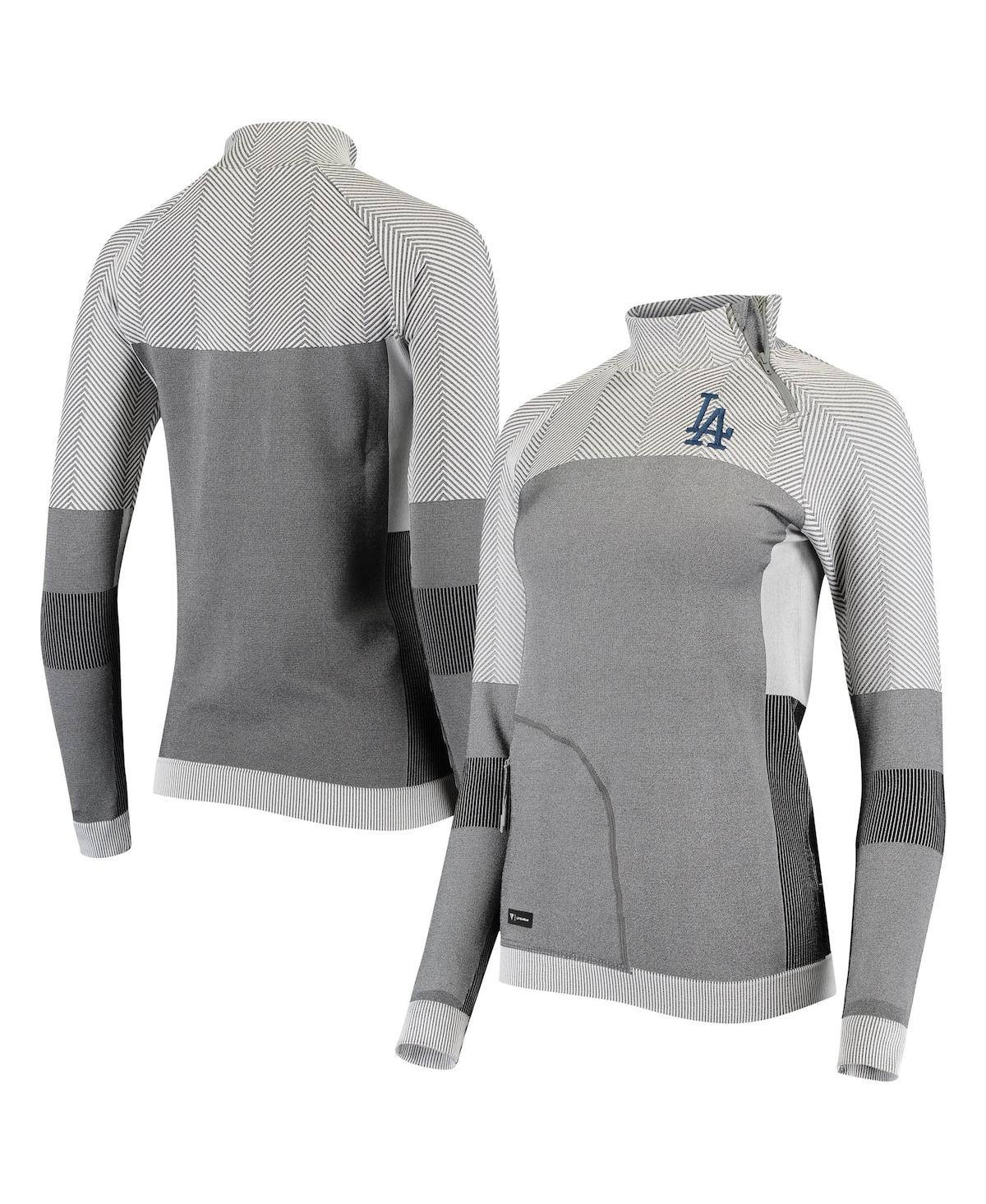 Women's Levelwear Gray Los Angeles Dodgers Verse Asymmetrical Tri-Blend Quarter-Zip Jacket - Gray