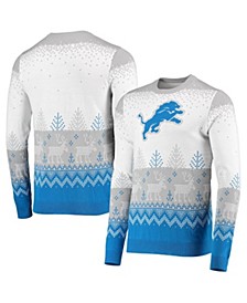 Men's White Detroit Lions Big Logo Knit Ugly Pullover Sweater