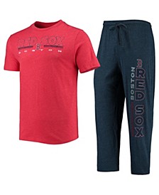 Men's Navy and Red Boston Red Sox Meter T-Shirt and Pants Sleep Set