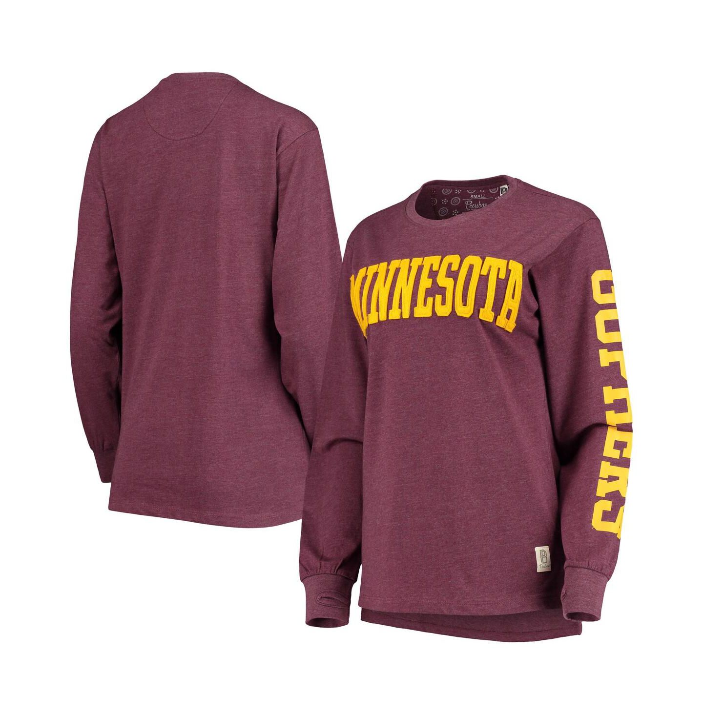 Женская футболка Pressbox Maroon Minnesota Golden Gophers Two-Hit Canyon Long Sleeve — фото 2