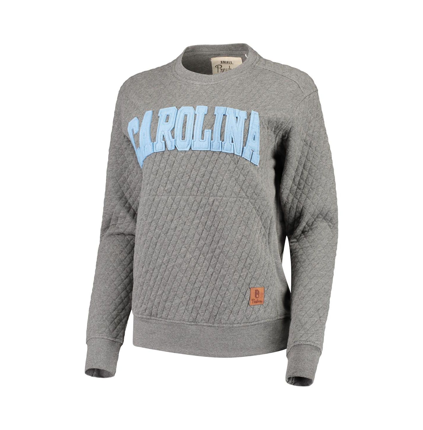 Женские толстовки Pressbox Heathered Gray North Carolina Tar Heels Moose Applique Quilted Crewneck — фото 3