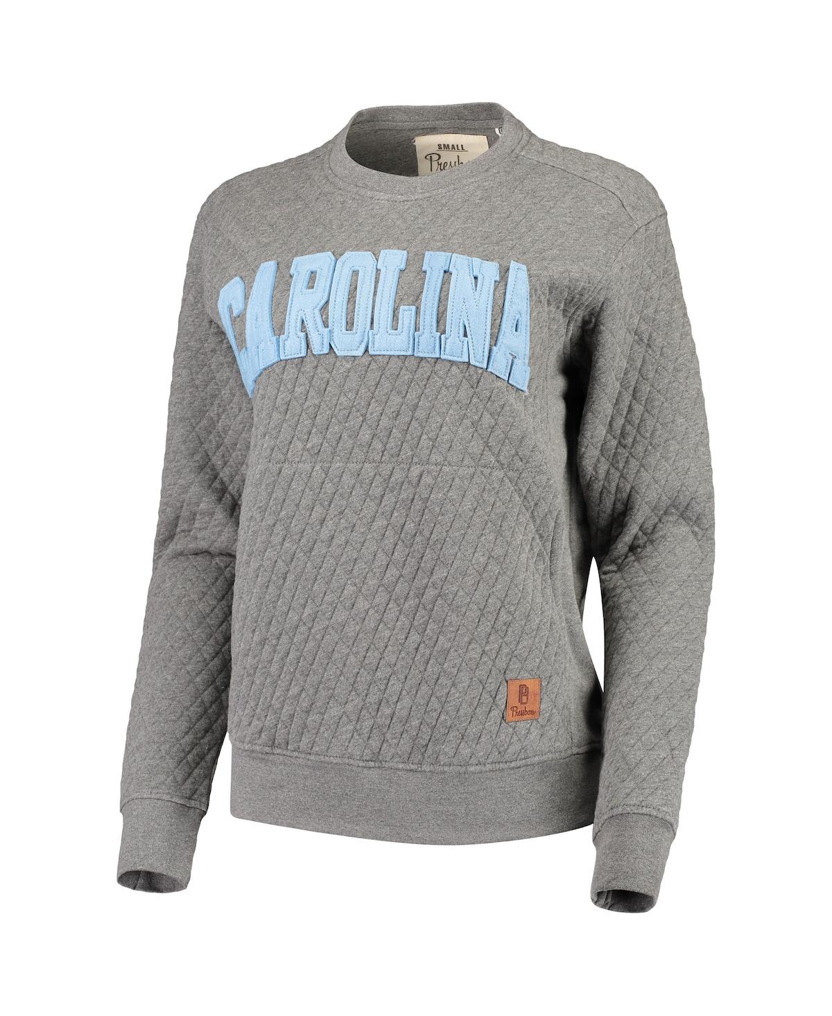 Women's PressboxNorth Carolina Tar Heels Moose Applique Quilted Crewneck Sweatshirt - Heathered Gray