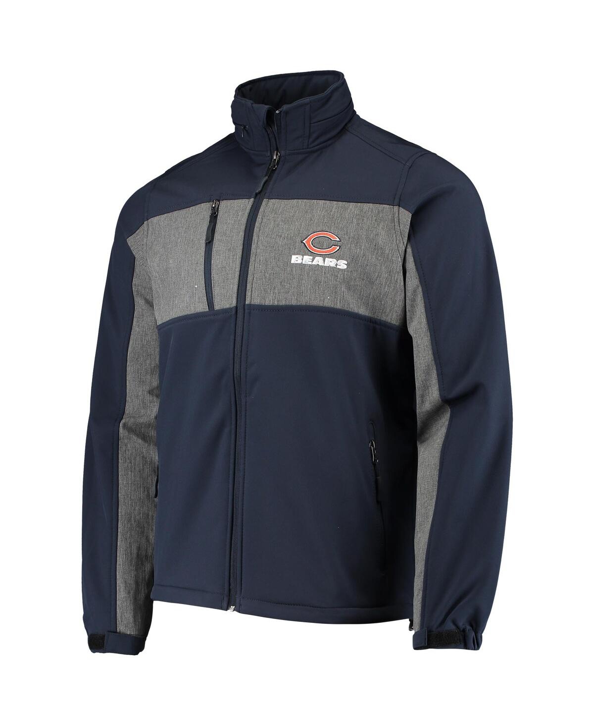 DUNBROOKE MEN'S DUNBROOKE NAVY CHICAGO BEARS CIRCLE ZEPHYR SOFTSHELL FULL-ZIP JACKET 