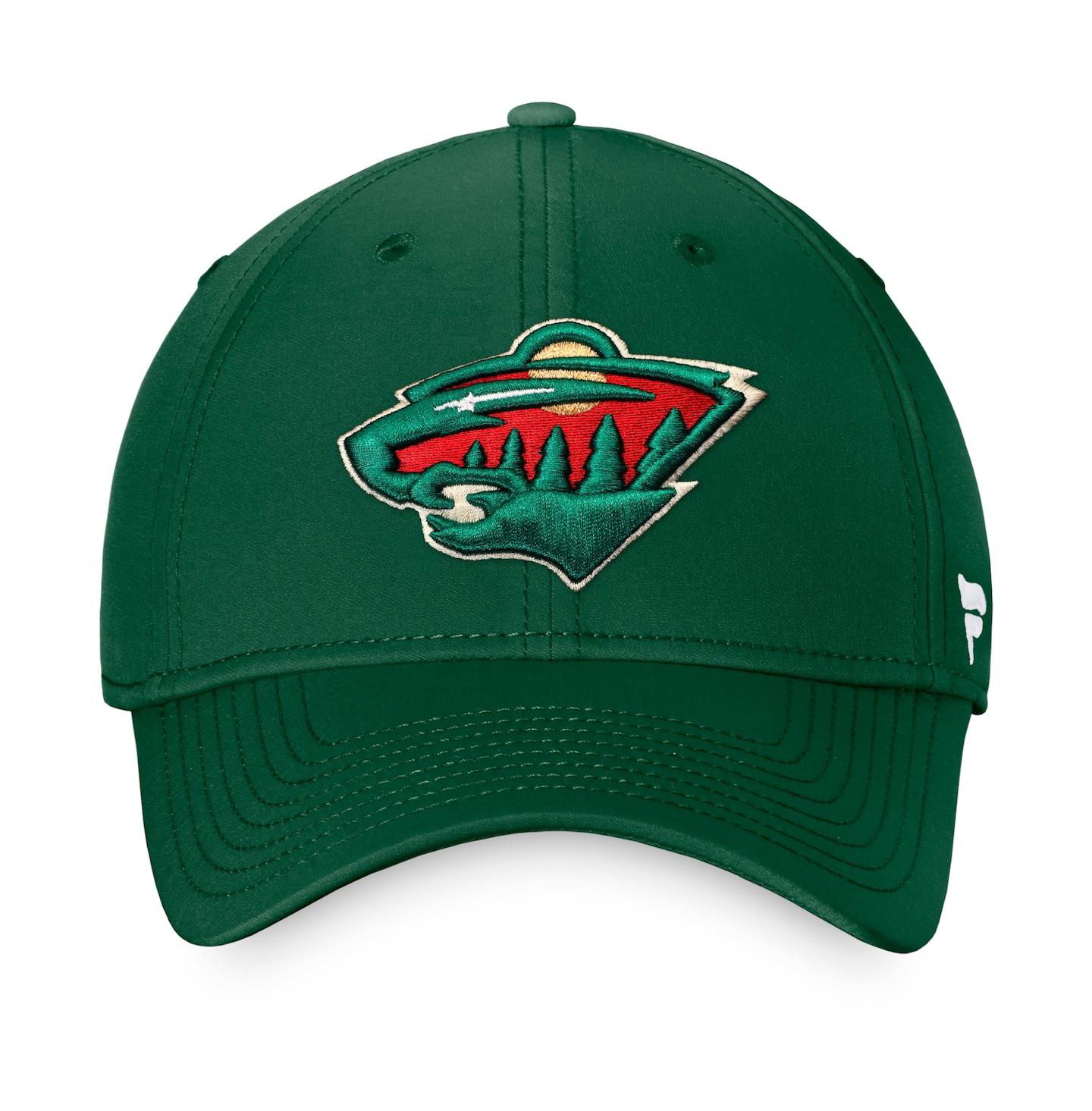 Мужская кепка Fanatics Green Minnesota Wild Team Core Primary Logo Flex Hat — фото 3