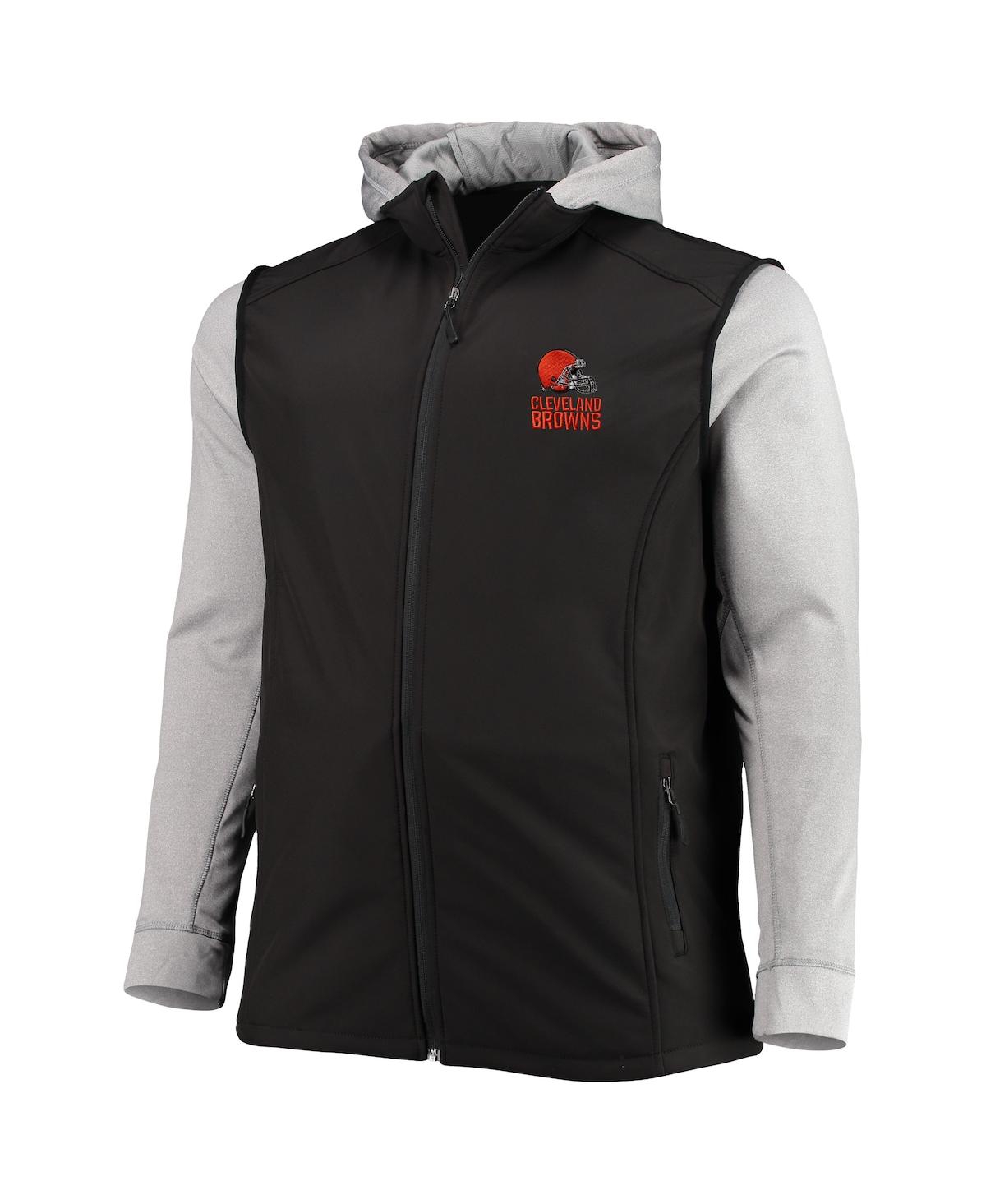 DUNBROOKE MEN'S DUNBROOKE BLACK AND GRAY CLEVELAND BROWNS BIG AND TALL ALPHA FULL-ZIP HOODIE JACKET 