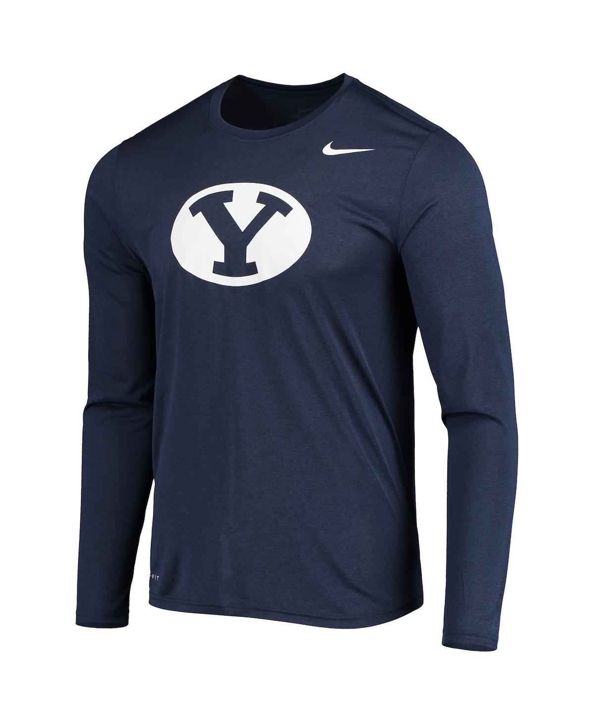 Men's NikeByu Cougars School Logo Legend Performance Long Sleeve T-shirt - Navy