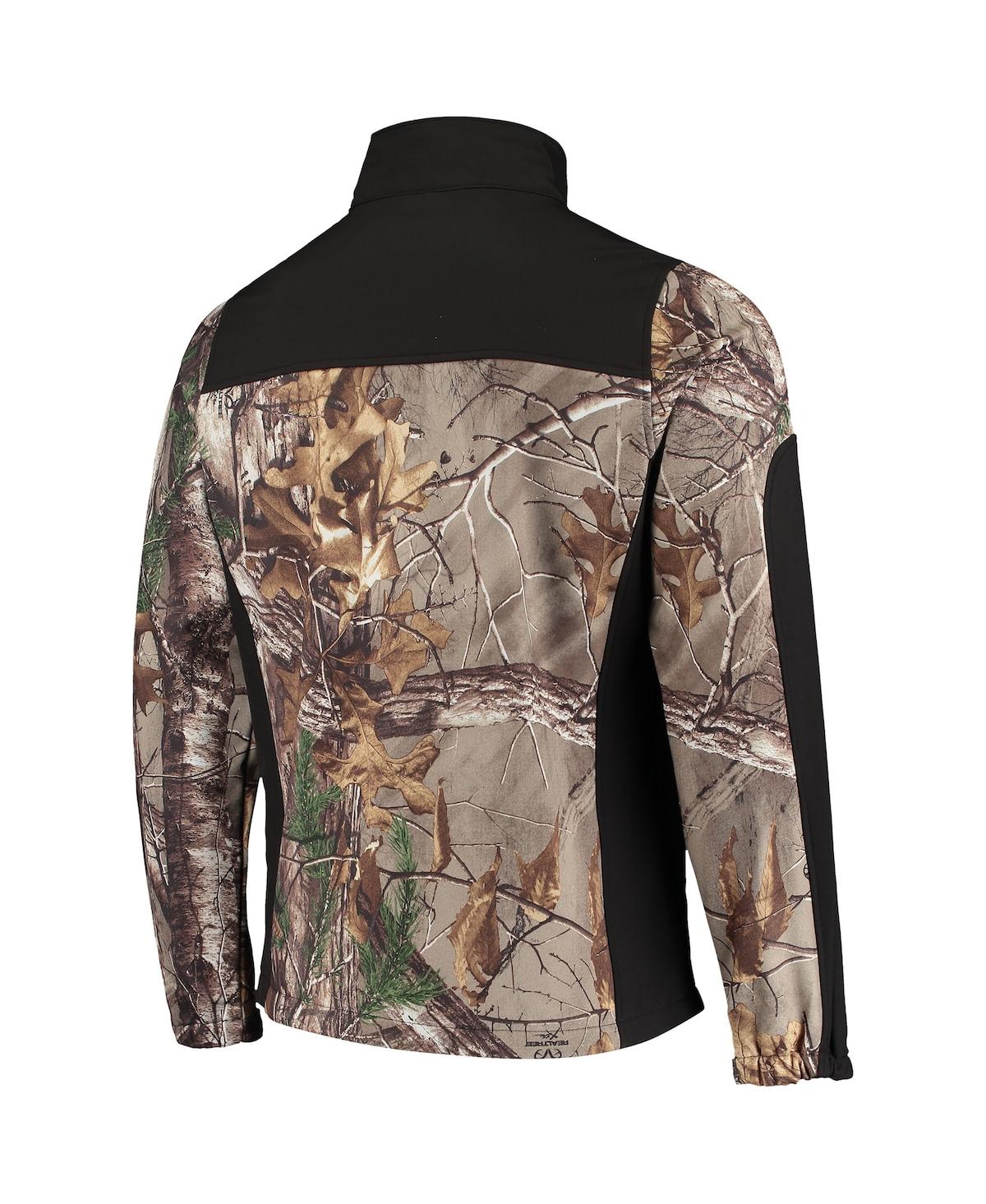 DUNBROOKE MEN'S DUNBROOKE REALTREE CAMO AND BLACK CLEVELAND BROWNS CIRCLE HUNTER SOFTSHELL FULL-ZIP JACKET 