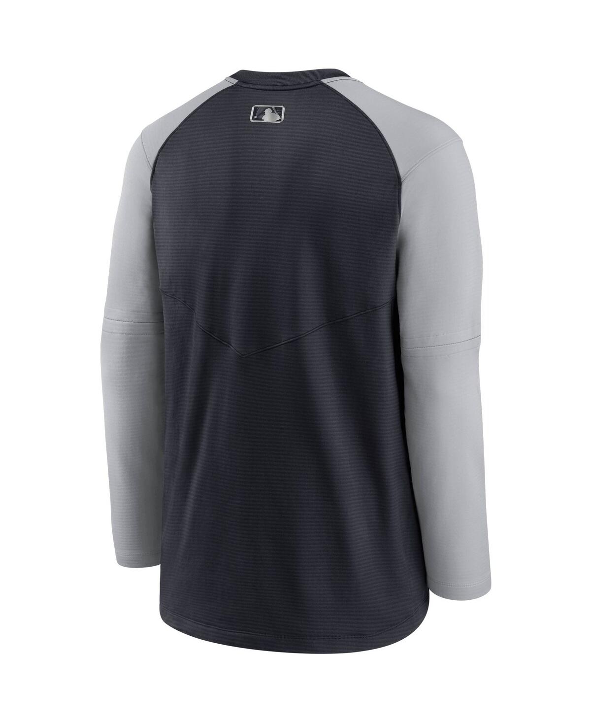 Shop Nike Men's  Navy And Gray Detroit Tigers Authentic Collection Pregame Performance Raglan Pullover Swe In Navy,gray