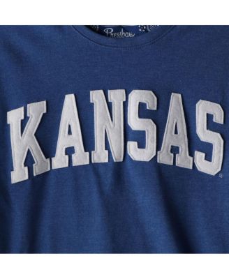 Women's Heathered Royal Kansas Jayhawks Two-Hit Canyon Long Sleeve T-shirt