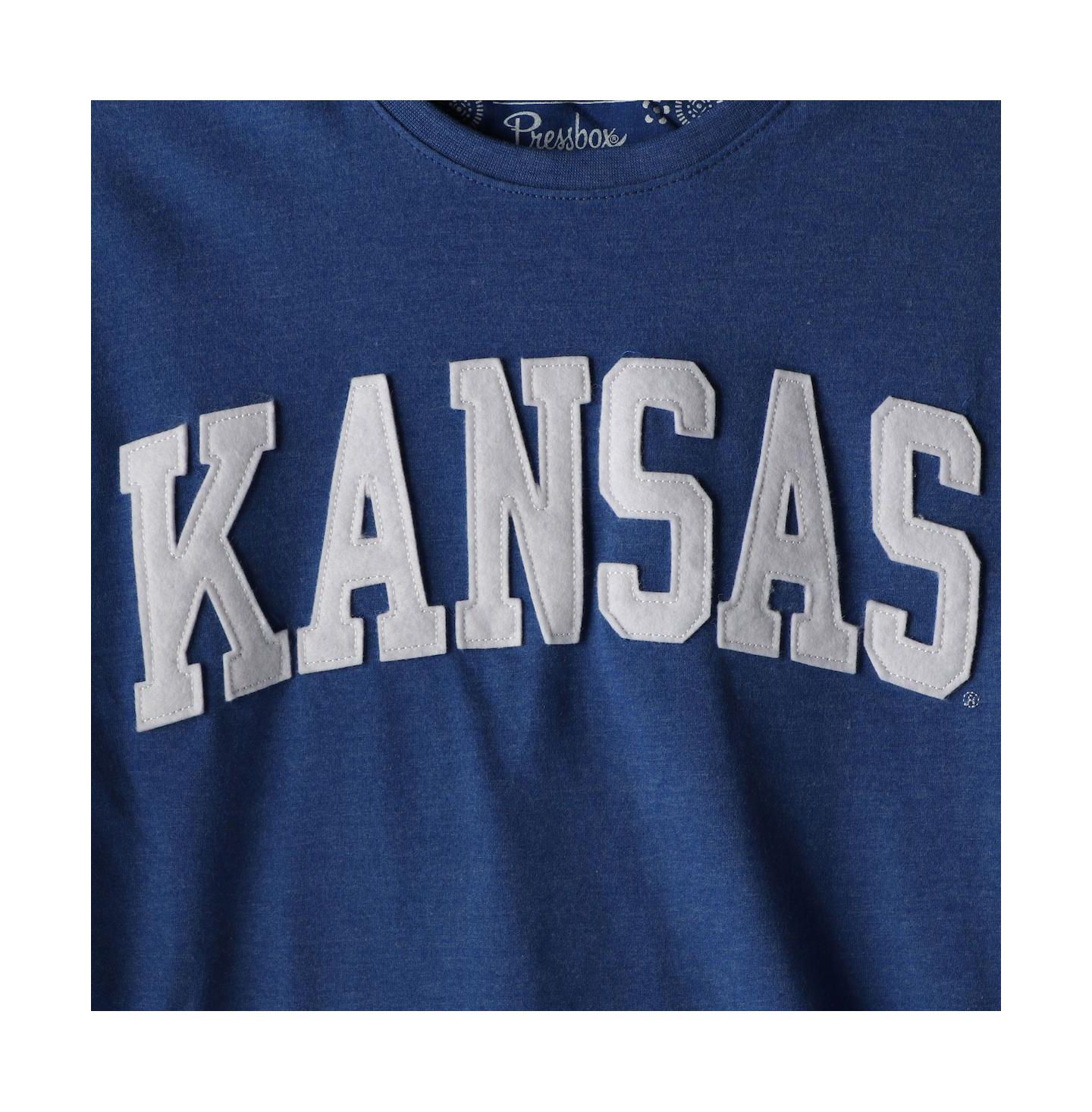 Женская футболка Pressbox Heathered Royal Kansas Jayhawks Two-Hit Canyon Long Sleeve — фото 5