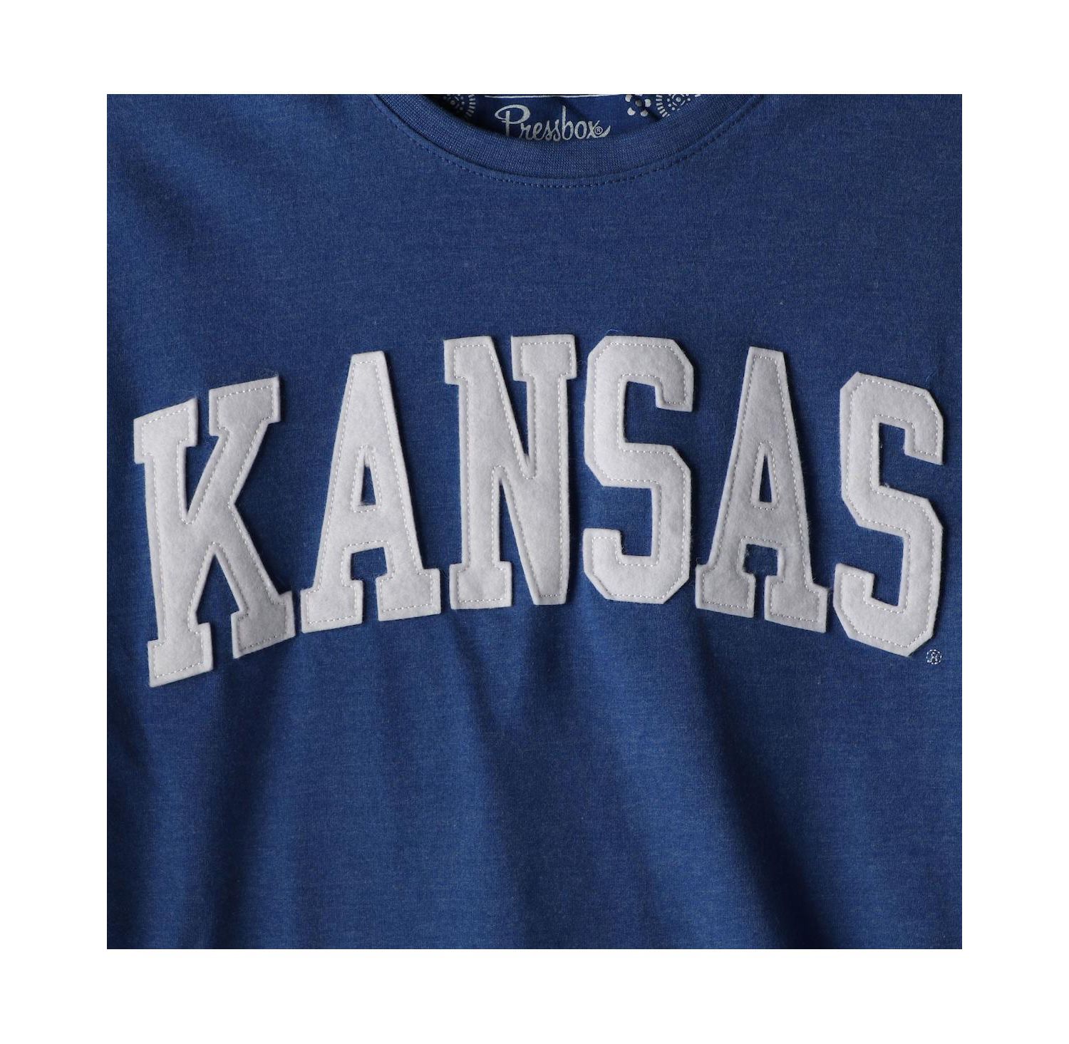 Women's Heathered Royal Kansas Jayhawks Two-Hit Canyon Long Sleeve T-shirt