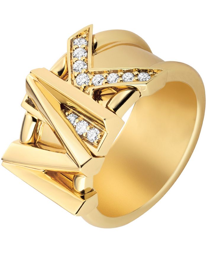 Louis Vuitton Love Letters Crystal Gold and Silver Tone Set of 2 Rings