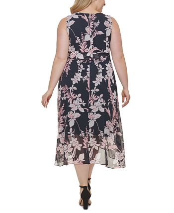 Tommy Hilfiger Plus Size Floral-Print Surplice Midi Dress - Macy's