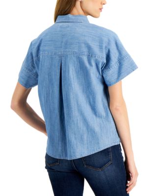 Style \u0026 Co Women's Chambray Camp Shirt 