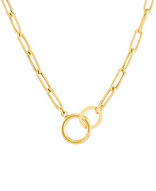 Interlocking Circle Paperclip Link 16" Chain Necklace in 18k Gold-Plated Sterling Silver 