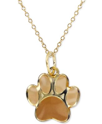 Macy's - Enamel Paw 18" Pendant Necklace in 14k Gold