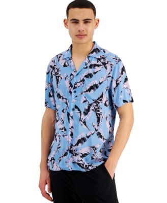 HUGO - Men's Leaf Print Camp Shirt