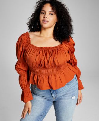 And Now This - Plus Size Ruched Poplin Shirt