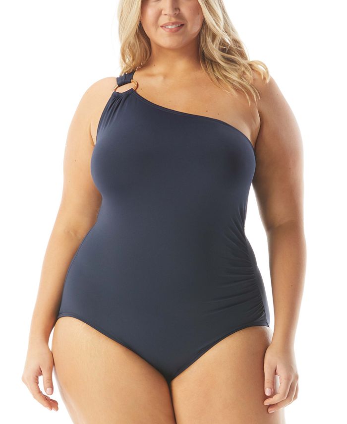 Women's Plus Size One Shoulder High Waist One Piece Swimsuit