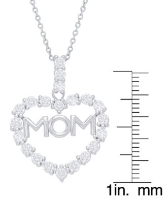 Women's Cubic Zirconia 'Mom' Heart Pendant Necklace