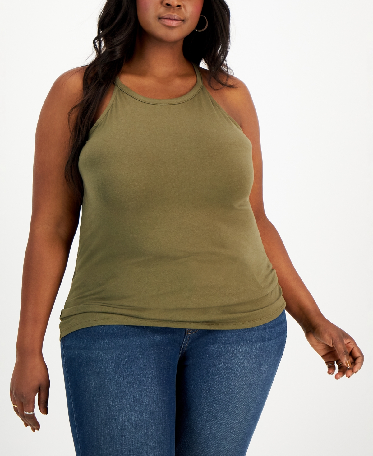 Trendy Plus Size Halter Tank Top - Narcissus