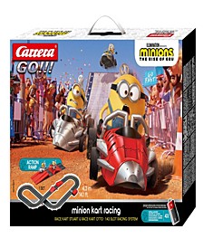 Go Battery Operated Minions Kart Racing Electric Powered Slot Car Race Track with Jump Ramp Set