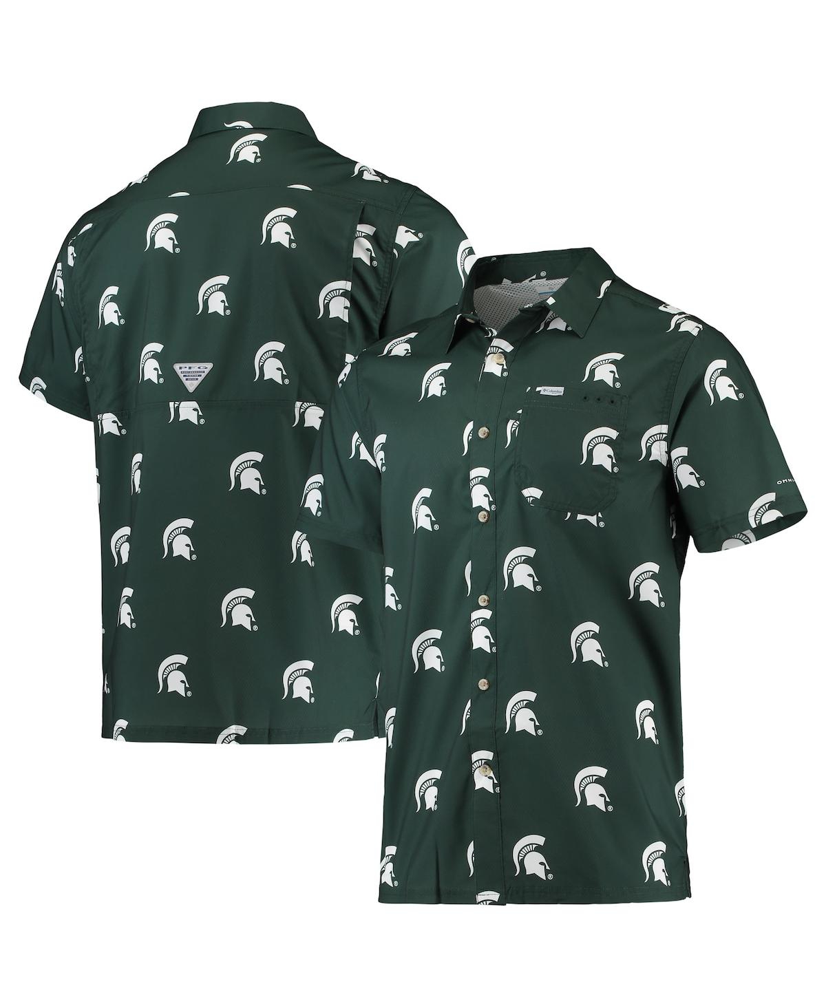 Men's Green Michigan State Spartans Super Slack Tide Omni-Shade Button-Up Shirt - Green