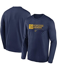 Men's Navy Milwaukee Brewers Authentic Collection Performance Long Sleeve T-shirt