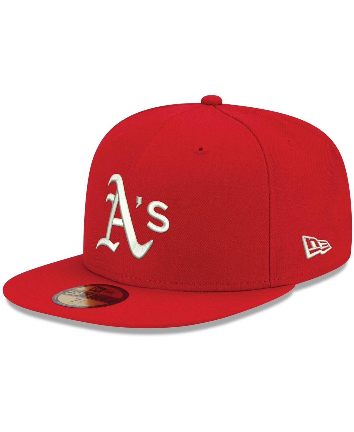 Men's New EraOakland Athletics Logo White 59FIFTY Fitted Hat - Red