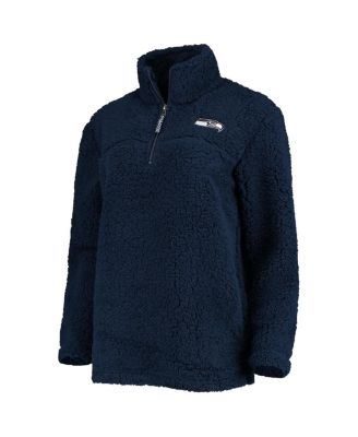 Women's College Navy Seattle Seahawks Sherpa Quarter-Zip Jacket