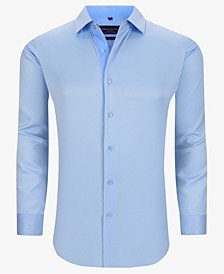 Men's Solid Slim Fit Wrinkle Free Stretch Long Sleeve Button Down Shirt