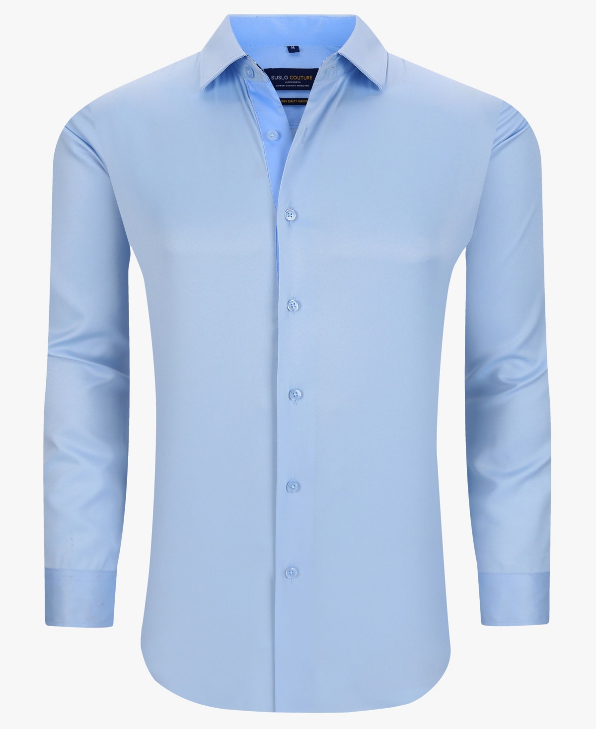 Men's Solid Slim Fit Wrinkle Free Stretch Long Sleeve Button Down Shirt - Light Purple