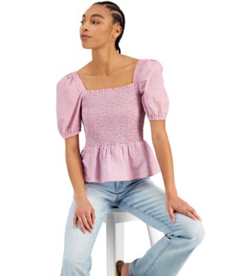 French Connection - Organic Cotton Artina Smocked Peplum Top