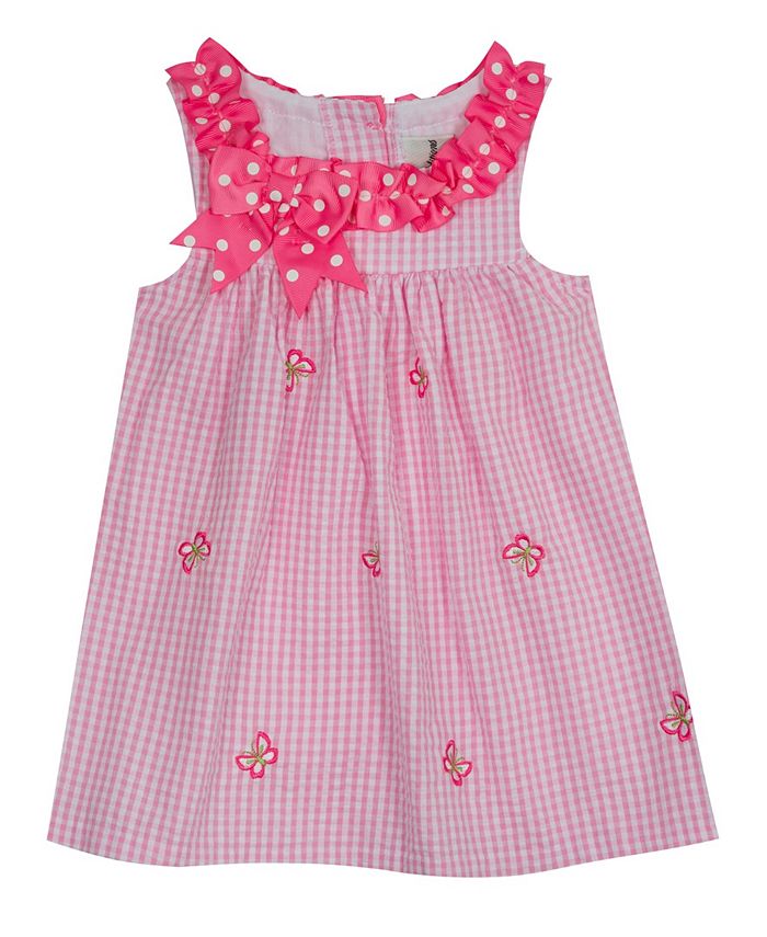 Rare Editions Baby Girls Check Seersucker Dress with Butterfly Applique ...