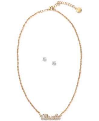 Charter Club - Gold-Tone Crystal Abuela Pendant Necklace & Stud Earrings Set