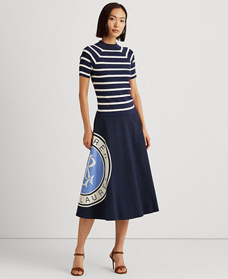 Lauren Ralph Lauren Logo Cotton Canvas A-Line Skirt - Macy's