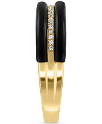 EFFY&reg; Onyx & Diamond (1/10 ct. t.w.) Ring in 14k Gold