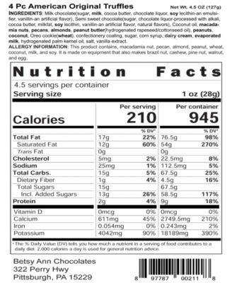 Betsy Ann 4 Piece American Truffle Chocolates Gift Set, Pack of 6