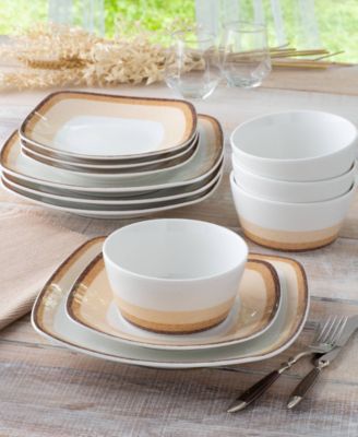 Colorscapes Desert Layers 12 Piece Square Dinnerware Set
