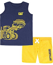 Toddler Boys Brand Graphics Muscle T-shirt and French Terry Shorts Set, 2 Piece