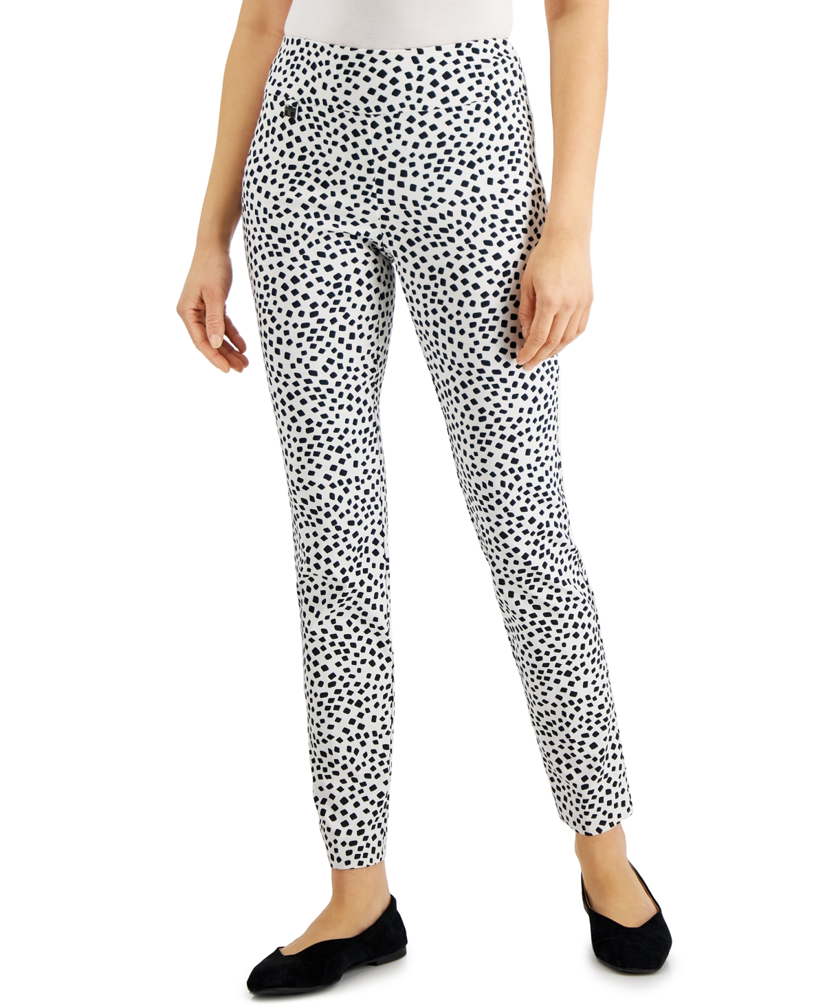 Alfani Tummy Control Pull On Printed Skinny Pants Created for