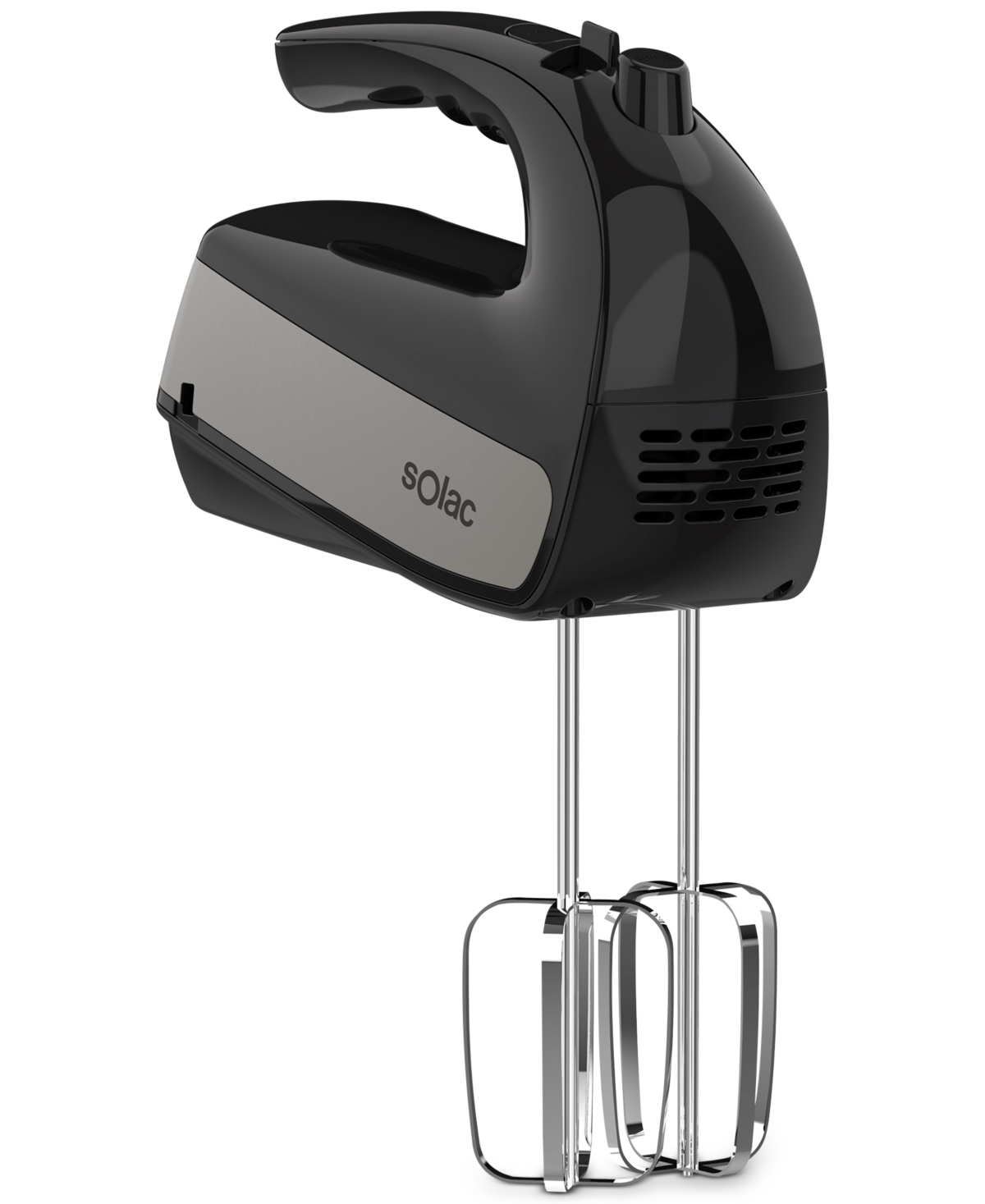 Solac 200-watt Turbo 5-speed Hand Mixer With Dough Hooks In Black With Stainless Steel Accents