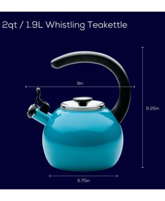 Enamel on Steel 2-Qt. Whistling Teakettle with Flip-Up Spout